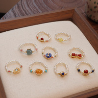 Böhmischer Reisperlen-Süßwasserperlen-Ring mit Goldüberzug für Damen - Hochzeits-/Jahrestagsgeschenk