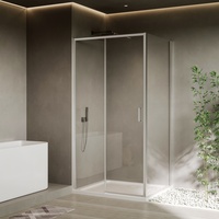 Porte de douche coulissante rectangulaire moderne pour salle de bain avec verre trempé de 6 mm et cadre en aluminium