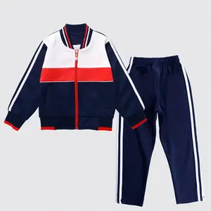Sonbahar kış Unisex erkek kız Zip ceket pantolon spor okul eşofman üniforma çocuk Jersey setleri üniformaları için lise