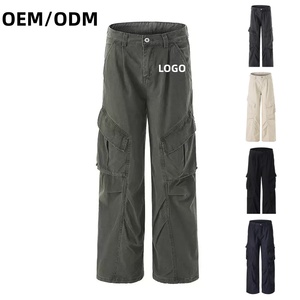 Pantalon cargo homme Maillard tons terre, style japonais vintage délavé, multi-poches, coupe large, décontracté, streetwear, <span class=keywords><strong>City</strong></span> Boy - Product Image 1