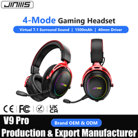 Casque de jeu sans fil JINMS V9 PRO Tri-mode avec serre-tête en alliage d'aluminium, écouteurs en protéines, coussinets en cuir – Usine OEM/ODM