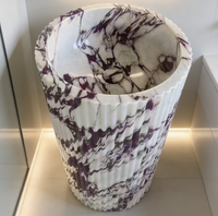 Vasque sur pied en marbre de Carrare de luxe, texture gris classique, pour coiffeuse et comptoir de douche, moderne et facile à nettoyer