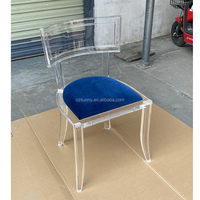 Chaise d'appoint moderne en acrylique, design italien, dossier et pieds en acrylique transparent, coussin en velours, mobilier de maison