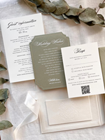 Boîte d'invitation en velours pour mariage à destination, invitation en acrylique avec lieu personnalisé en aquarelle et monogramme/logo de mariage