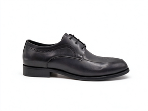 Zapatos de vestir Brogue de cuero genuino negro para hombre, con cordones, punta puntiaguda, para negocios, bodas, formales, con forro de piel de cerdo y suela de goma - Product Image 4