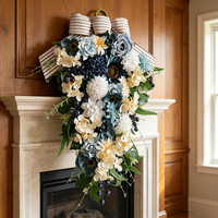Guirlande de fleurs artificielles en plastique mélangées, pour porte d'entrée, décoration de mariage, fête, maison, centre de table