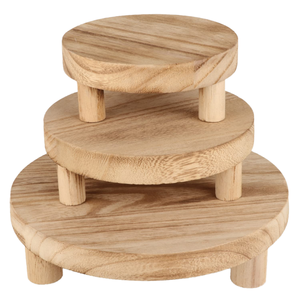 Étagère ronde en bois à trois niveaux personnalisable, finition polie écologique pour le rangement, acceptation des commandes de produits en bois - Product Image 1