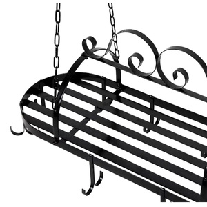 Support de Rangement Mural en Métal Noir pour Ustensiles de Cuisine, Crochets de Suspension pour Casseroles et Poêles, Étagère Organisateur pour Plafond - Product Image 3