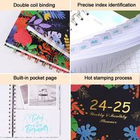 Carnet de notes et agenda A5 spirale coloré à fleurs, personnalisable avec logo, haute qualité, vente en gros, nouveauté 2025, planification hebdomadaire janvier-décembre