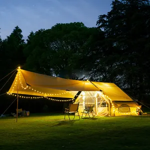 Tente légère en tissu Oxford pour l'extérieur 12 plats Tente de camp de groupe gonflable à toit de pilier d'air gratuit pour le camping