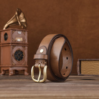 Ceinture en cuir de vachette souple faite à la main WIZNEERK, légère, durable, avec boucle à ardillon simple en alliage, unisexe, véritable et tendance