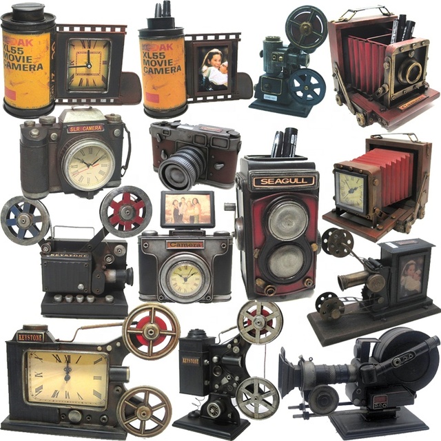 Custom Vintage Iron Metal Camera Models Handicraft for Props Kids Home Decor Ornament Cineprojector Film Projector Decoration