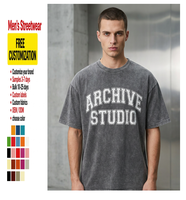 T-shirt vierge en coton épais 280g à motif personnalisé pour homme, style streetwear, coupe oversize et carrée, effet délavé vintage, uni, vente en gros