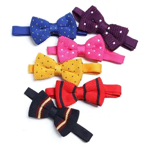 Mens Polyester Knit Butterfly Neck Bow Ties Navy Red Colorful Striped Tie Boys Luxury Modern Knitted Bowtie For Men