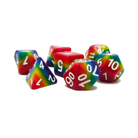 Vente en gros d'usine, ensemble de dés en cristal œil de chat personnalisé en trois couleurs, dés uniques et colorés, cadeau, dés vert, rouge, bleu