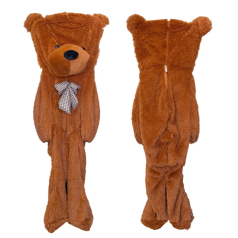 Ours en peluche taille personnalisée Peluche peau peaux en peluche non remplies Peluche peau d'animal avec fermeture éclair Vente en gros