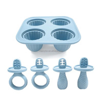 Moule à glaçons pour bébé en silicone sans BPA avec quatre jouets de dentition assortis, plateau antiadhésif et résistant au congélateur pour futures mamans et nounous