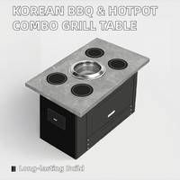 Barbecue d'intérieur commercial coréen Hotpot Combo Cuisinière à induction électrique Barbecue à charbon de bois Revêtement en poudre-Équipement de restaurant