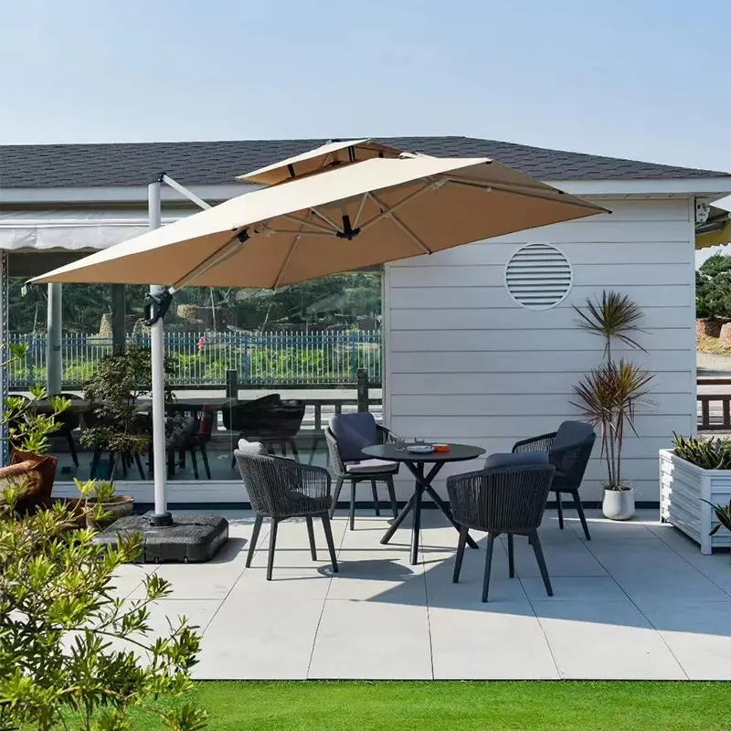 Parapluie d'extérieur contemporain parasol romain résistant aux UV et imperméable avec bases pour patio jardin terrasse