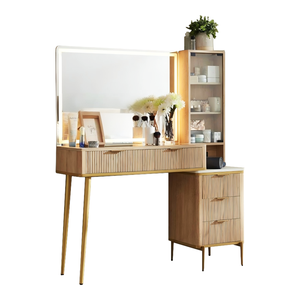 Muebles Chinos Modernos Personalizados OEM/ODM, Tocador de Madera Simple de Lujo con Espejo y Panel de Luz para Dormitorio u Hotel - Product Image 1