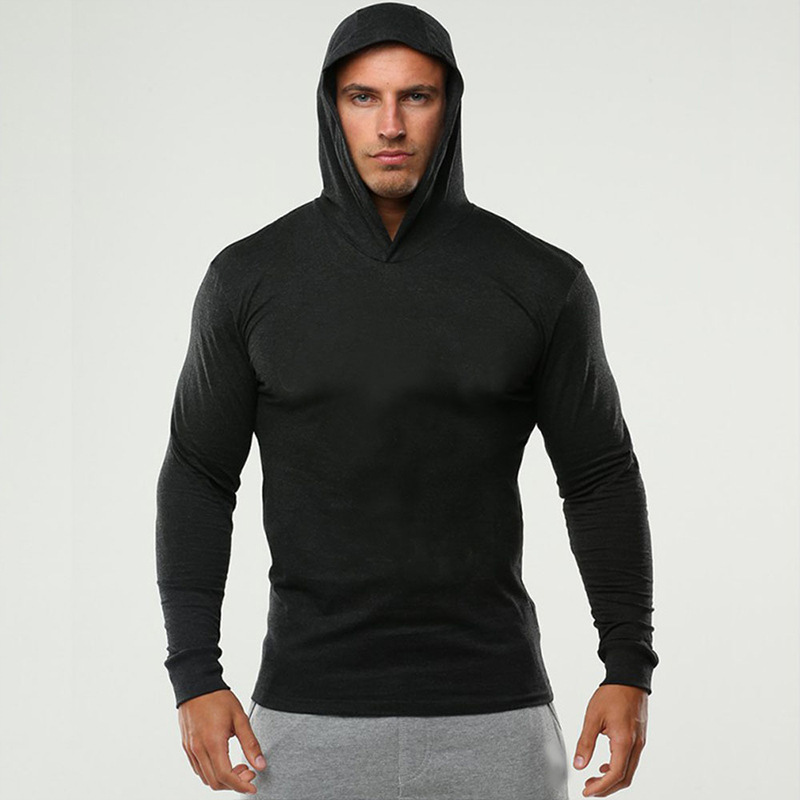 Manufacturer Supply Custom Summer 100% Cotton Long Sleeve Fitness Sports Men Tops Gym Hoodie