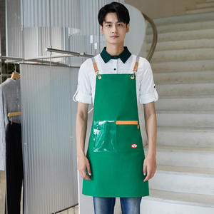 Tablier en toile verte avec poche et bretelles réglables pour hommes, idéal pour la restauration et les bars - Product Image 1