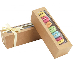 25 Pack Macaroon Box with Clear Window Macaroon Boxes with Ribbon for Packaging Fit in 6 Macaroon