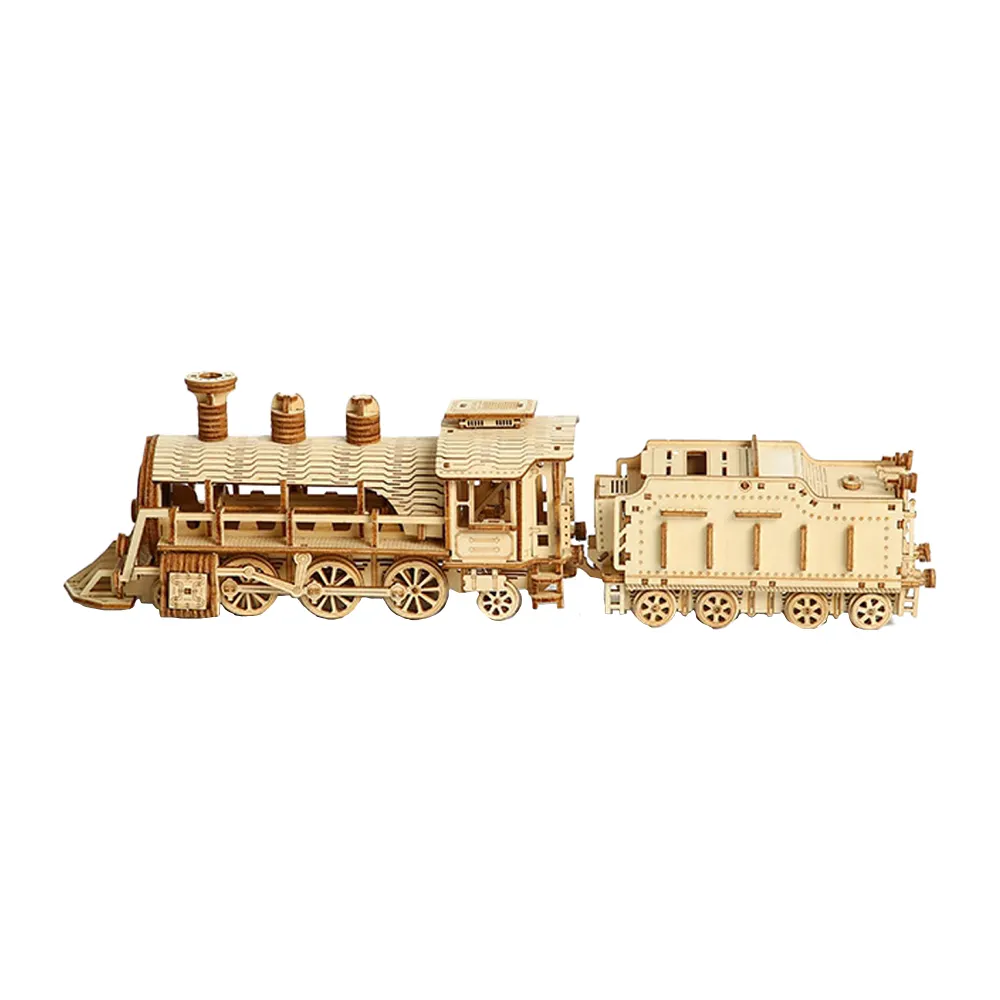 Gỗ Trick đồ chơi bằng gỗ TRAIN SET đầu máy xe lửa Đồ chơi mô hình cơ khí Kit 3D câu đố bằng gỗ cho người lớn và trẻ em