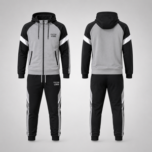 Ensemble de survêtement personnalisé pour homme, sweat à capuche zippé et pantalon de jogging, vêtements de sport athlétiques, tenue d'entraînement, fabricant OEM ODM - Product Image 2