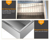 Base de réchauffeur de station supérieure de banc d'affichage de frites de bureau commercial d'acier inoxydable avec le rail d'outils d'assaisonnement de panier filtrant