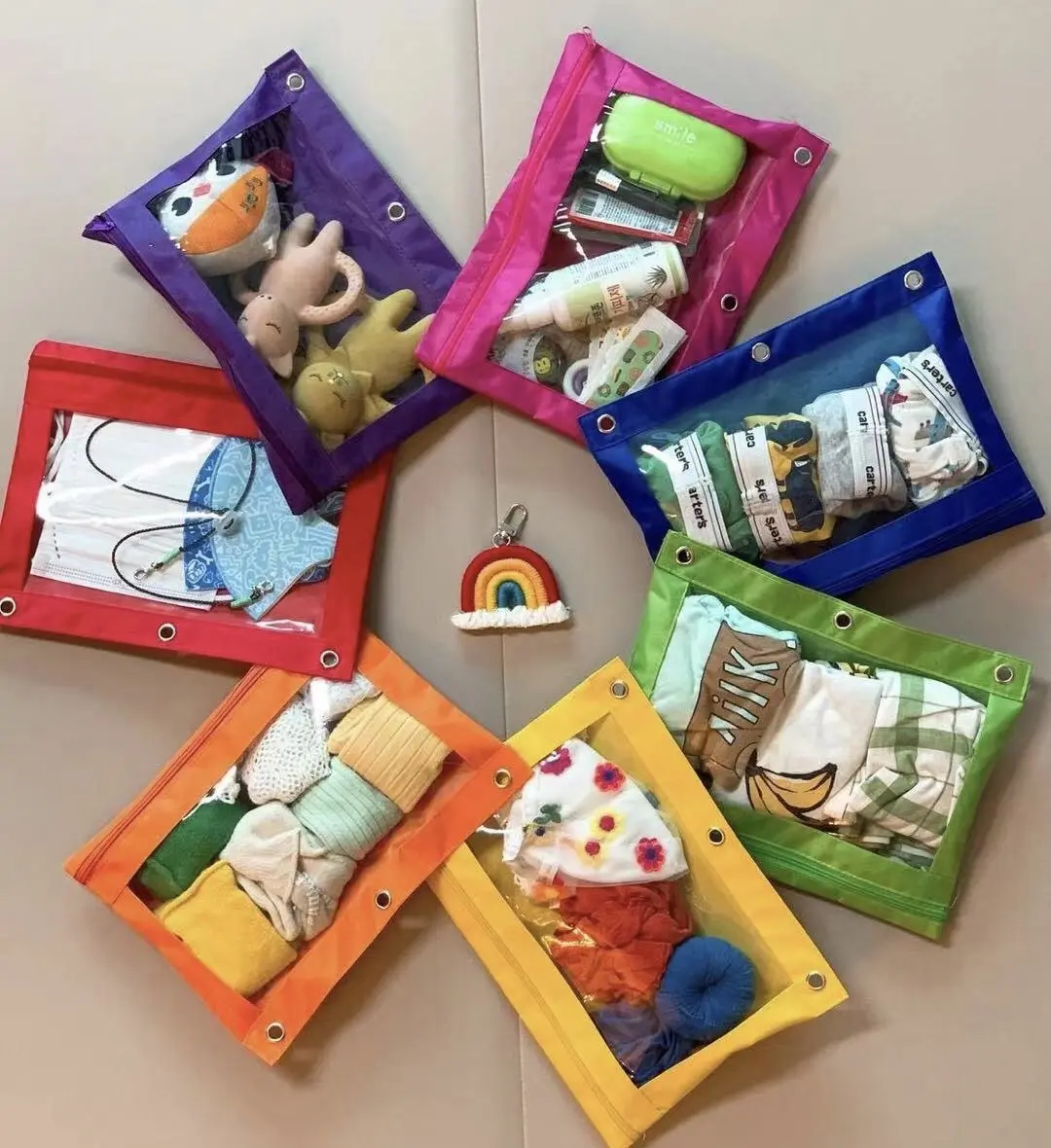 Пользовательская Ткань Оксфорд Радуга семь цветов канцелярская Сумка детский пенал сумка для школы с плечевым ремнем