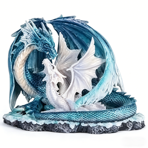 Statuetta in Resina Fatta a Mano della Famiglia di Draghi di Ghiaccio, Statua di <span class=keywords><strong>Creatura</strong></span> Mitologica Fantastica, Regalo Decorativo da Collezione per Appassionati di Draghi e Fantasia - Product Image 3