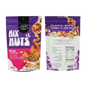 Pistaches Réutilisables à Impression Personnalisée Fruits Secs Mélange Naturel Biologique de Noix Sacs <span class=keywords><strong>d</strong></span>'Emballage Alimentaire Pochette à Fermeture Éclair pour Snack - Product Image 1