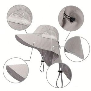Sombrero de Pesca Personalizado para Exteriores con Protección Solar, Ajustable con Cordón en la Barbilla, Sombrero de Pescador de Ala Ancha para Hombre con Protección Trasera - Product Image 2