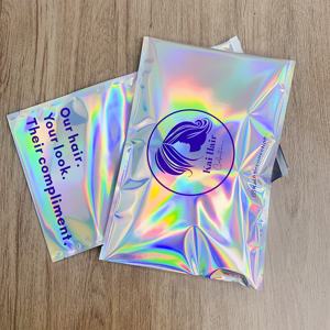 ซองพลาสติกโฮโลแกรมสีรุ้งแบบกำหนดเอง - ถุงจัดส่งสีรุ้งแบบปิดผนึกเองสำหรับต่อผมและผลิตภัณฑ์ความงาม - Product Image 1