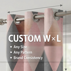Rèm cửa chắn sáng hình học tam giác màu hồng xám in kỹ thuật số hiện đại, cản sáng 90% trở lên, làm tối phòng, trang trí nhà cửa - Product Image 4