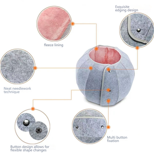Nouveau Nid pour chat en feutre de daim naturel amusant, type grotte et tunnel, pour petits chiens, coussin semi-fermé, lavable en machine, pliable, pour la maison - Product Image 3