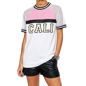 Offre Spéciale 100% polyester col rond femmes T-Shirt dernier à la mode à manches courtes imprimé personnalisé coupe décontractée bouton trou - Product Image 3