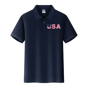 Polo personnalisé pour hommes en relief 100 coton T-shirt impression lavage T-shirts de créateur pour le 4 juillet - Product Image 5