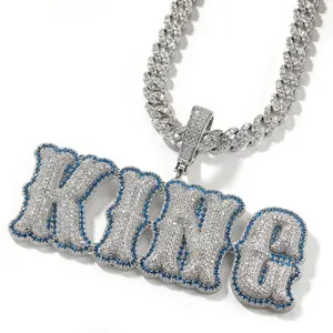 Fabrika doğrudan satış kübik zirkon elmas Hip hop 26 kemik mektup kolye özel buzlu out kolye moda takı kolye