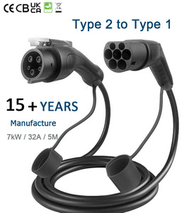 Câbles de charge pour véhicules électriques OEM Type 2 vers Type 1, 32A, IP65, couleur personnalisable, TPU+Cuivre, norme J1772 US/EU, câble de charge pour voiture électrique - Product Image 1