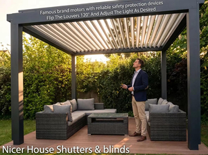 Pérgola Bioclimática de <span class=keywords><strong>Aluminio</strong></span>, Pérgola con Techo de Láminas Ajustables para Patio o <span class=keywords><strong>Terraza</strong></span>, Diseño Moderno - Product Image 6