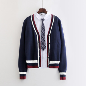Suéter Cárdigan Preppy Nuevo <span class=keywords><strong>de</strong></span> Otoño/Invierno, Cuello en V, Accesorios para <span class=keywords><strong>Uniforme</strong></span> Escolar, Prenda <span class=keywords><strong>de</strong></span> Punto <span class=keywords><strong>de</strong></span> Poliéster, Unisex, para Maestros - Product Image 4