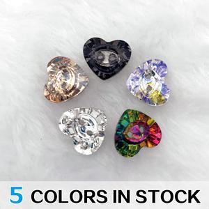 11mm phẳng hai lỗ <span class=keywords><strong>Rhinestone</strong></span> tinh thể hình trái tim nút cho quần áo mạ kỹ thuật - Product Image 2