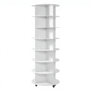 7 Tier White Plastic Rotating <b>Shoe</b> Rack Tower <b>Wheels</b> Closet Shelf Organizer 360 Degree Spinning -Carousel Storage Home Furniture - Product Image 2
