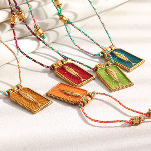 Collane di gioielli di moda in smalto da sogno per donne collana con ciondolo tarocchi gioielli in acciaio inossidabile placcato oro - Product Image 4