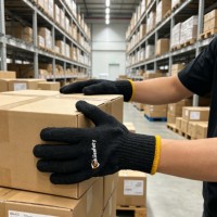 Guantes de Algodón para Logística de Almacén y Agricultura, Recubiertos con Puntos Negros, Resistentes a la Abrasión, Absorbentes del Sudor