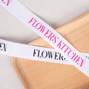 Logotipo en relieve de cinta de grogrén de una sola cara de poliéster 100% de marca personalizada para envolver regalos y decoraciones - Product Image 2