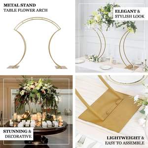 Arco Floral Metálico LANJO de Alta Calidad y Durabilidad, 38 Pulgadas, Diseño Curvo Dorado, Centro de Mesa para Bodas, Accesorios para Cenas, Soporte para Flores - Product Image 4