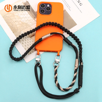 Verstelbare crossbody nylon gevlochten telefoonriem met geknoopte paracord lanyard